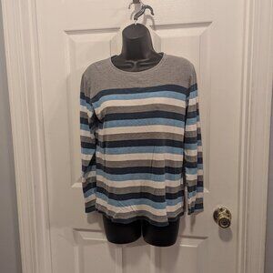 Craftsman and Barrow blue grey and white striped top - M
